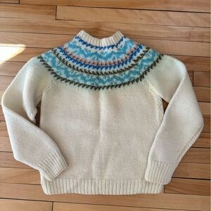 Handmade Vintage Cozy Cream Fair Isle Sweater